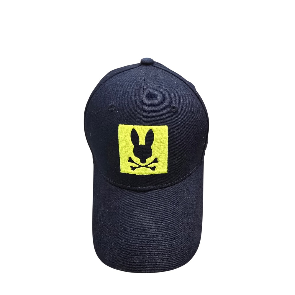 Psycho Bunny Black Neon Logo Hat Streetwear Preppy Golf Dad Cap Y2K Aesthetic